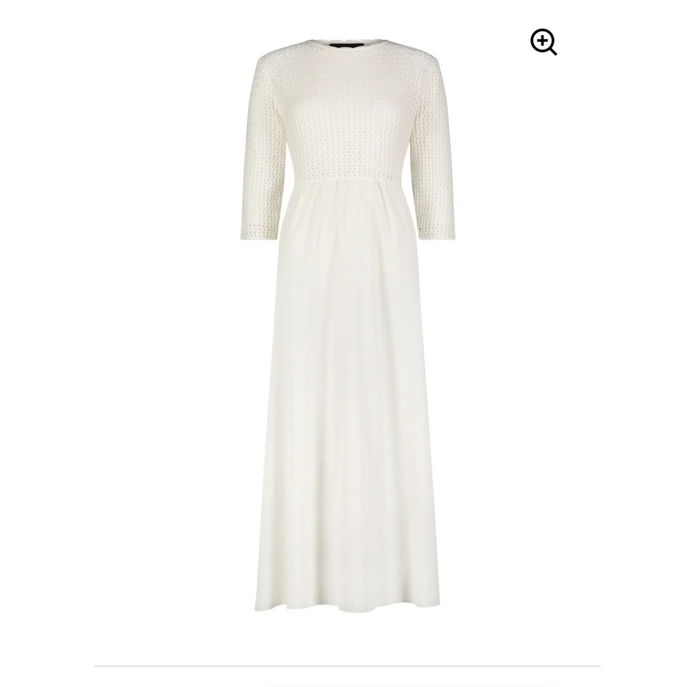 Aleeza Paris Maxi Dress Women XL White Crochet Knit Mixed Media Boho